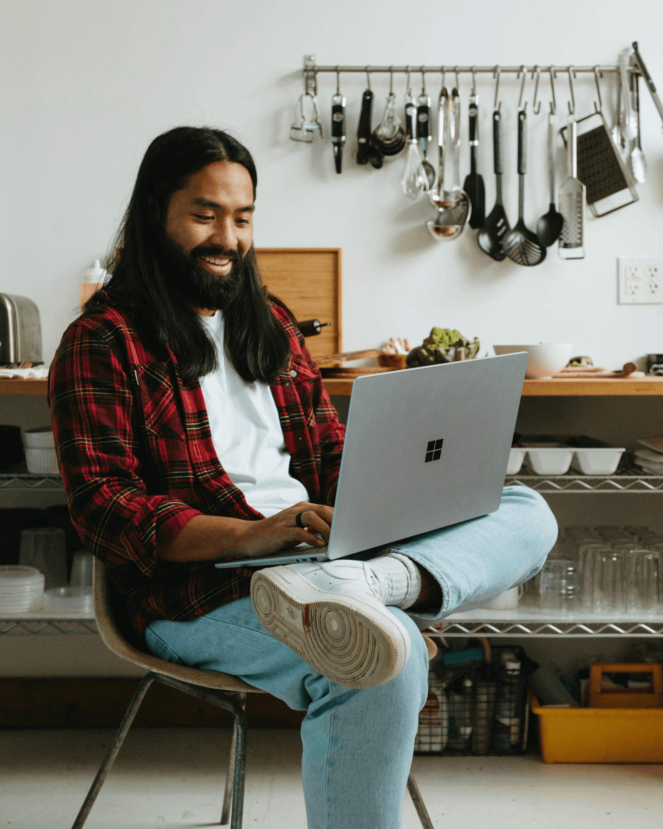 Student using laptop